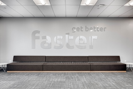 Reception seating design and manufacturing for health and wellness franchise, OrthoLazer.