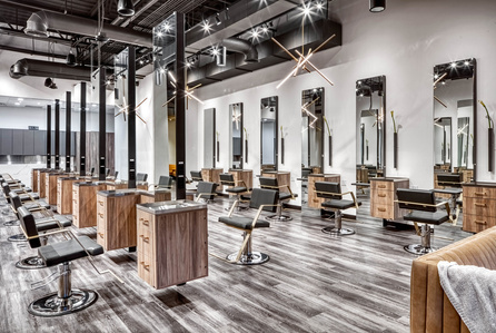 Modern free standing and wall mounted salon styling stations 