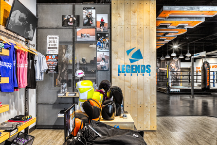 Reception and retail design and manufacturing for Legends boxing.