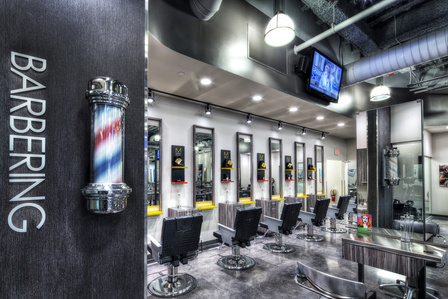 Barbering station and chair design for Paul Mitchell Schools