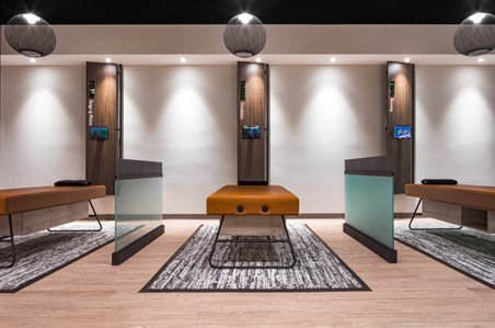 Stretch area upholstered beds and glass dividers