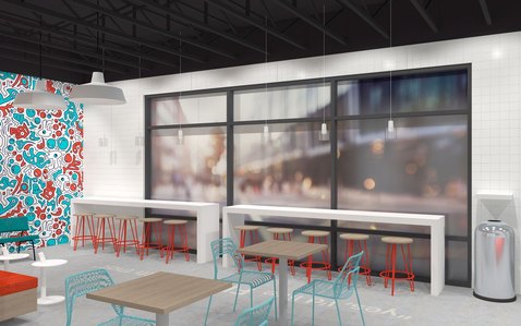 Dining area interior and furnishing design for Sip-n franchise