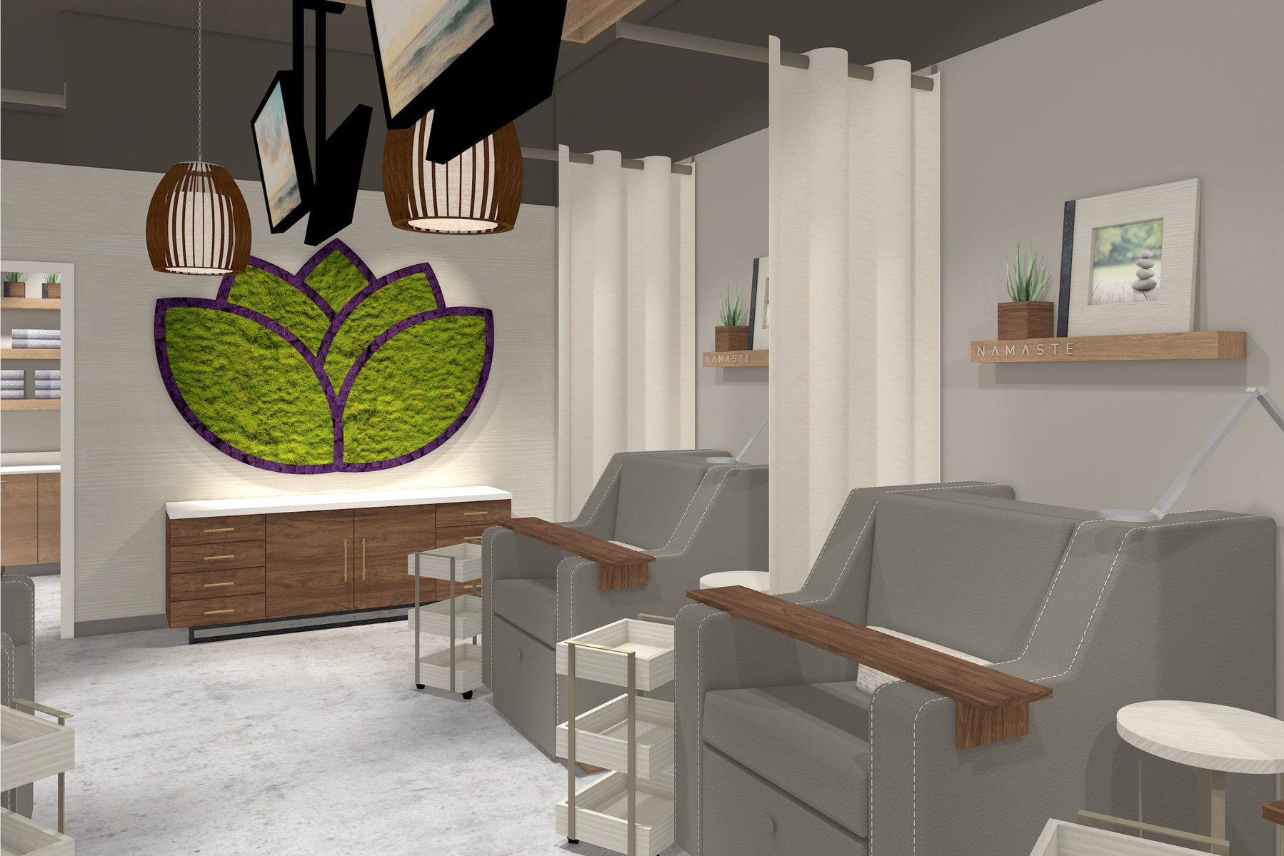 Franchise interior design for Namaste Nail Sanctuary