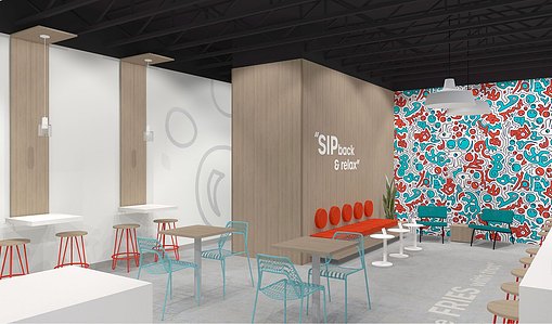 Interior branding and furnishing design for Sip-n franchise