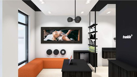 Salon reception area interior and furnishing design for Frankie salon franchise