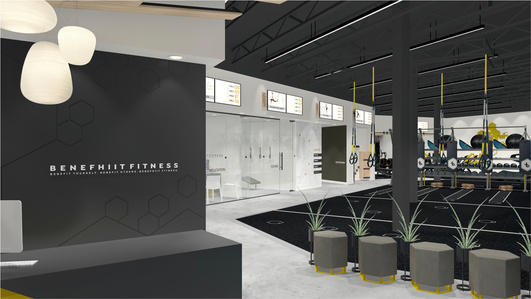 Store fixture design and build for Benefhiit Fitness