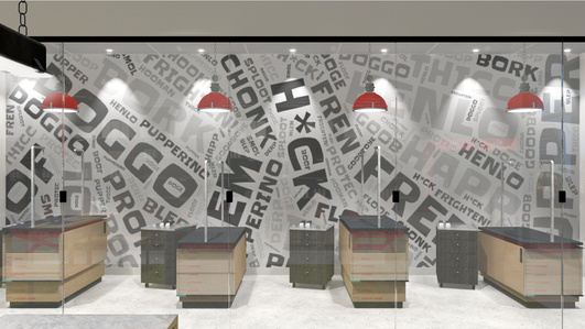 Dog grooming franchise environmental graphics design and production