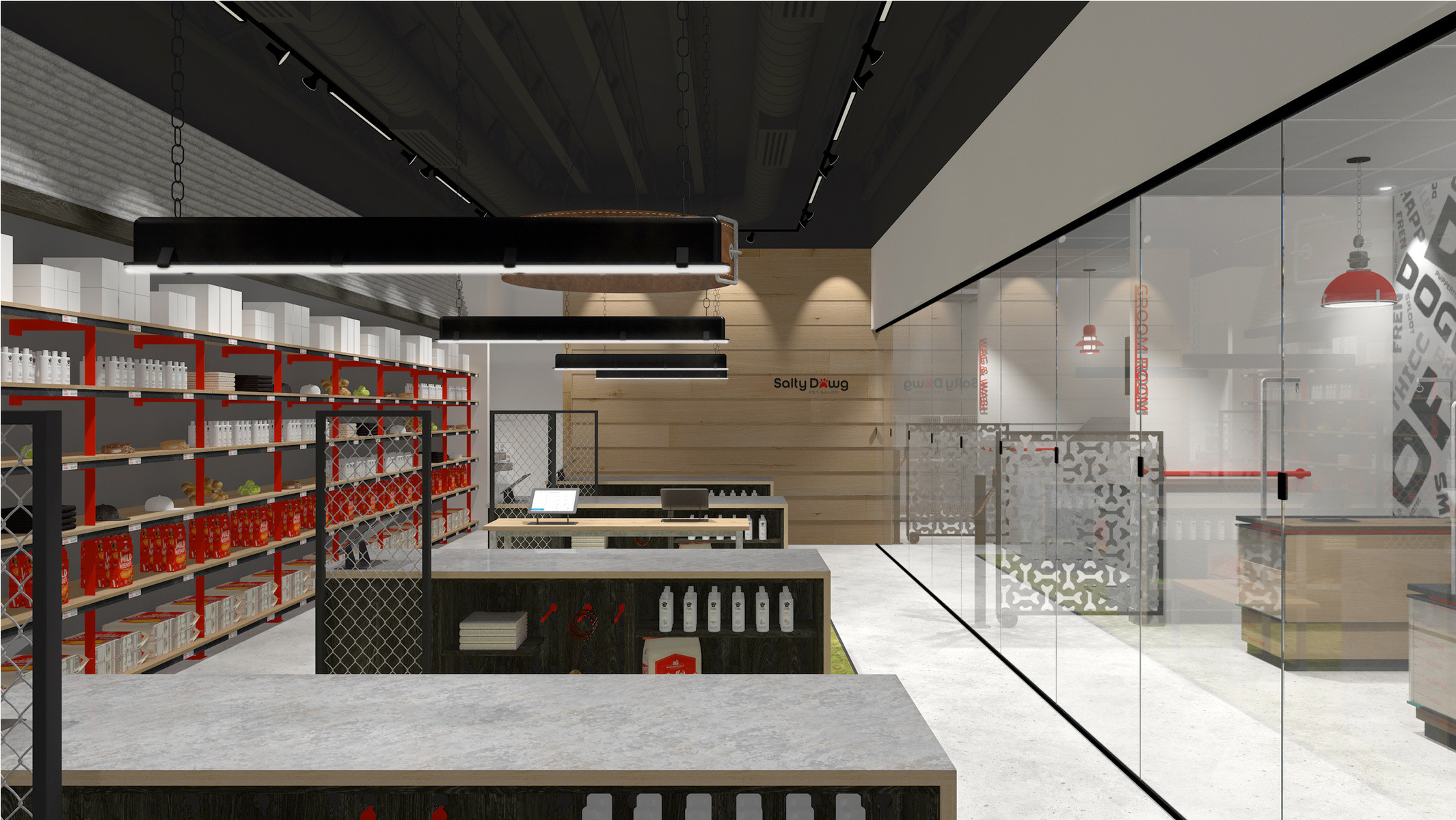 Salty Dawg Pet Salon interior design and branding
