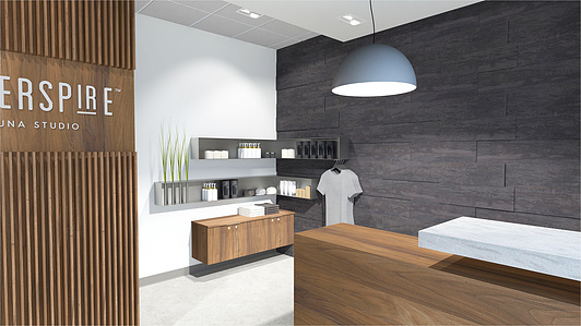 Reception and retail design for wellness franchise