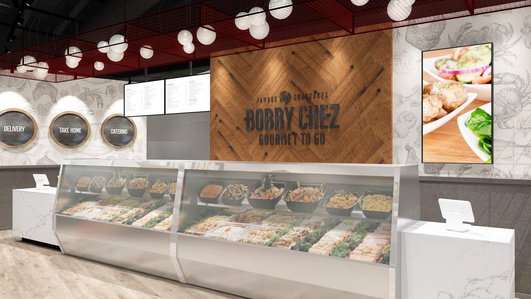 Franchise branding and interior design concept for Bobby Chez restaurant 