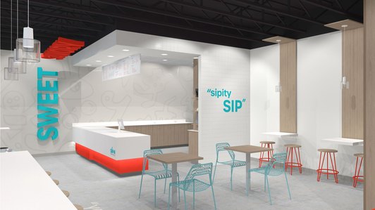 Front of house interior design for soda and treats franchise