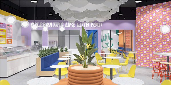 Interior design and branding concept for ice cream franchise.
