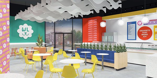 Ice Cream shop interiors and furnishings  design.