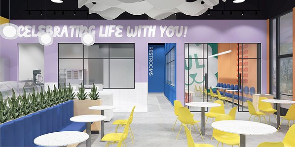 Space planning and interior design concepts for ice cream store