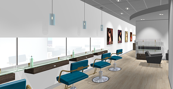 Salon styling stations design and build for ColorOnly salon franchise.