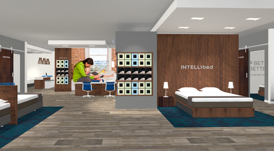 Retail fixture and display designs for Intellibed