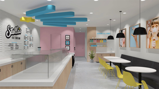 Stella's Ice Cream interior design and branding concepts..