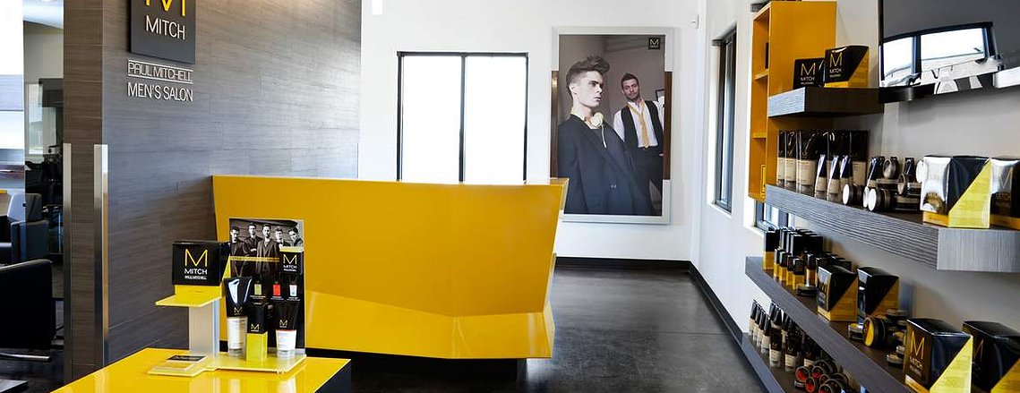 Interior design and store fixtures for Paul Mitchell Focus salon.