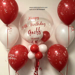 A Liverpool Football Club personalised balloon display.