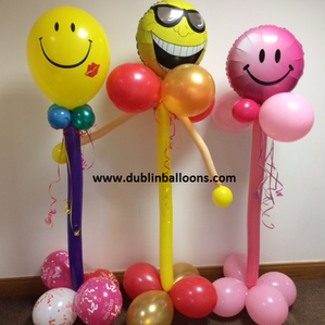 Colourful air walker balloon characters for birthdays.
