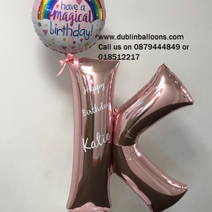 A personalised large balloon letter available in multiple colours. 
From A - Z with personalised text on it. For birthdays.