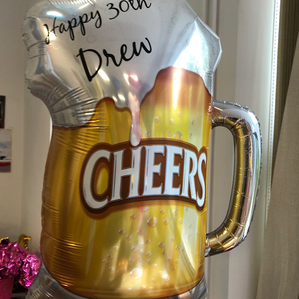 Birthday balloons with personalised message for men - large beer glass balloon