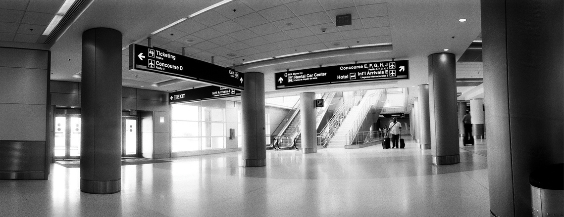 Laena Wilder, Miami International Airport, Panoramic photography, Widelux, black and white photography, creativity, beauty