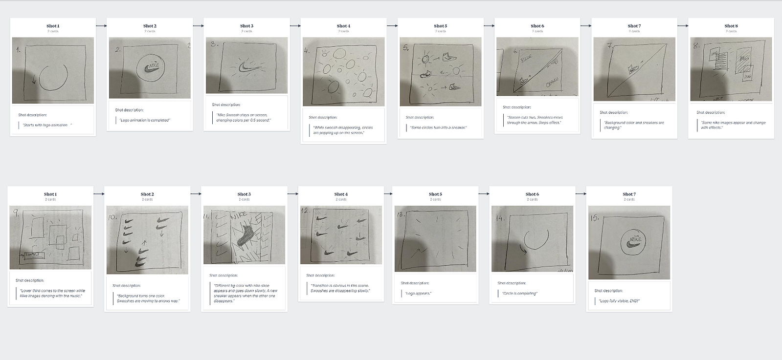 15-frame storyboard shows the rough sketching