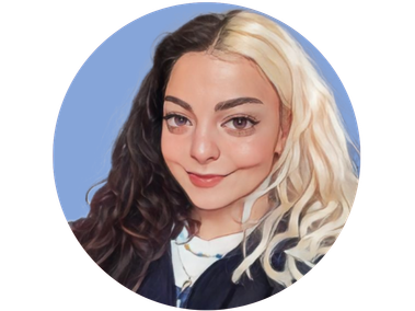 Illustration of Selin's profile picture. Shows that half of her hair is dyed blonde and the other part is brown.