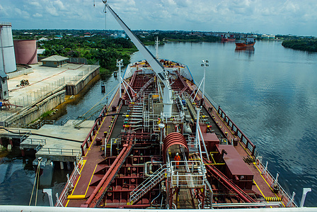 Back view of the tanker vessel