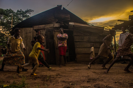 Kids playing at the Oru International Refugee Camp, Nigeria. Liberia Sierra Leone Civil War Refugee