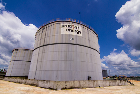 Petroleum products tanks inside the depot. Oil and Gas