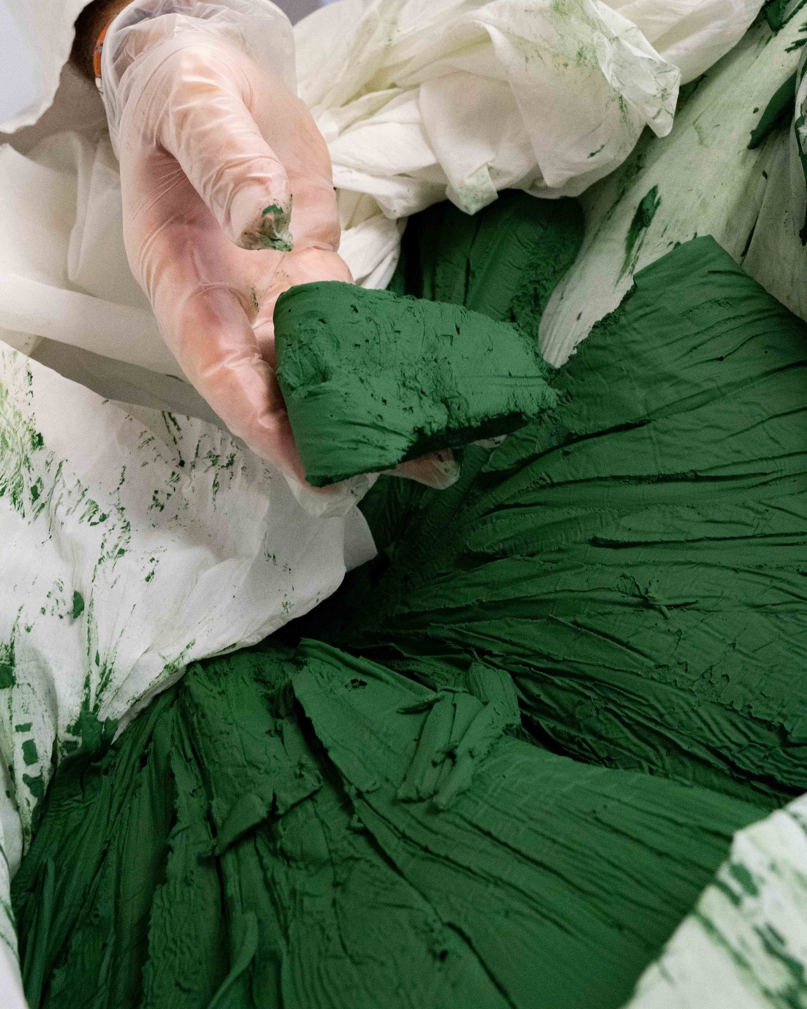 Après le passage à la presse, la texture de la spiruline devient crémeuse.