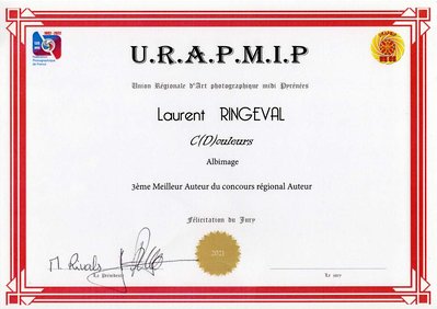 Union Régionale d'Art Photographique Midi Pyrénées, Concours Auteur 2021, 3ème Place.