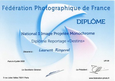 Diplôme "Reportage", National 1 image projetée monochrome, Fédération Photographique de France