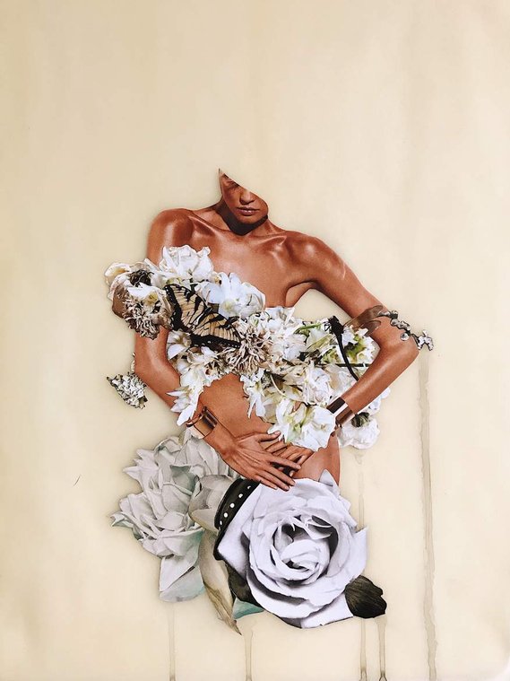 Melanie Garcia collage of a woman with flowers