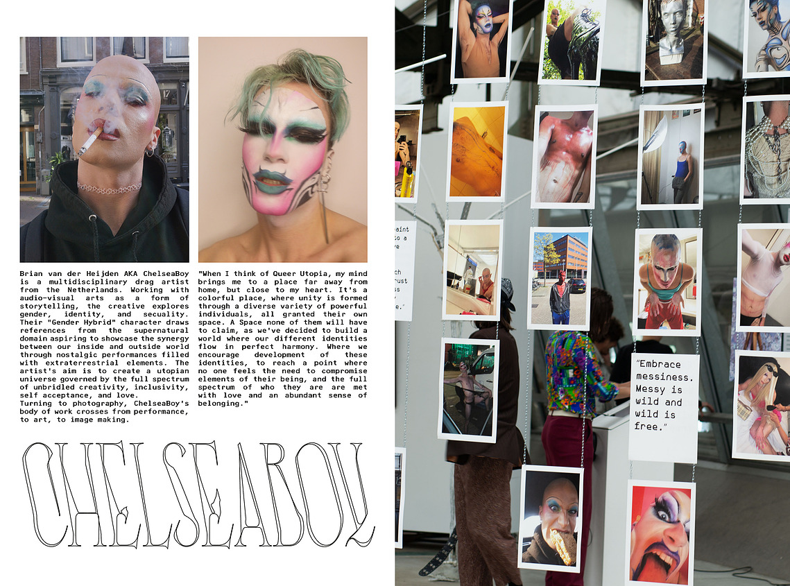 Free archival web zine from the Utopia exhibition by Beyond Photography held at NDSM Fuse in Amsterdam 2021 exploring queer futures in art. 