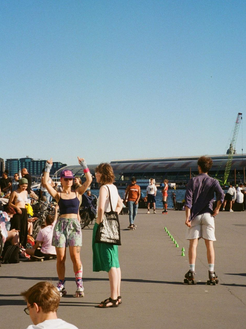 UTOPIA is a queer futures art exhibition in Amsterdam exploring the future of LGBT life through artificial intelligence, photography, art installation and video. Image from Queer Skate Club Amsterdam.