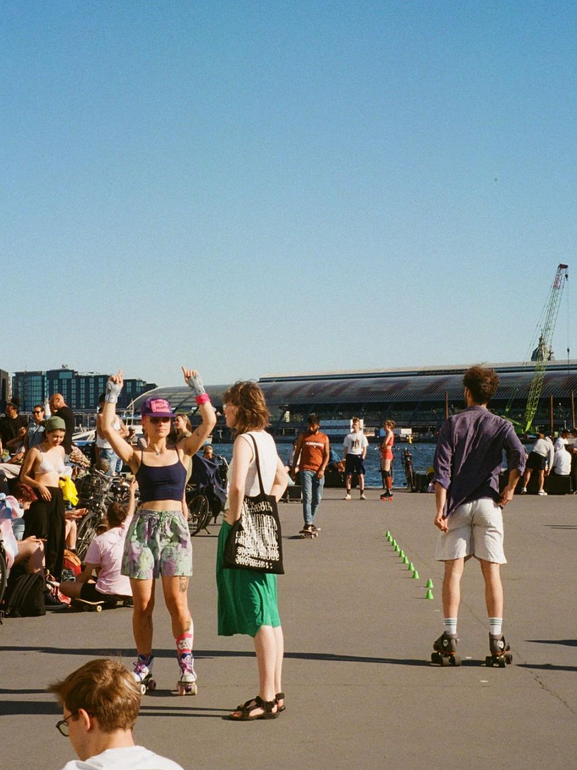 UTOPIA is a queer futures art exhibition in Amsterdam exploring the future of LGBT life through artificial intelligence, photography, art installation and video. Image from Queer Skate Club Amsterdam.