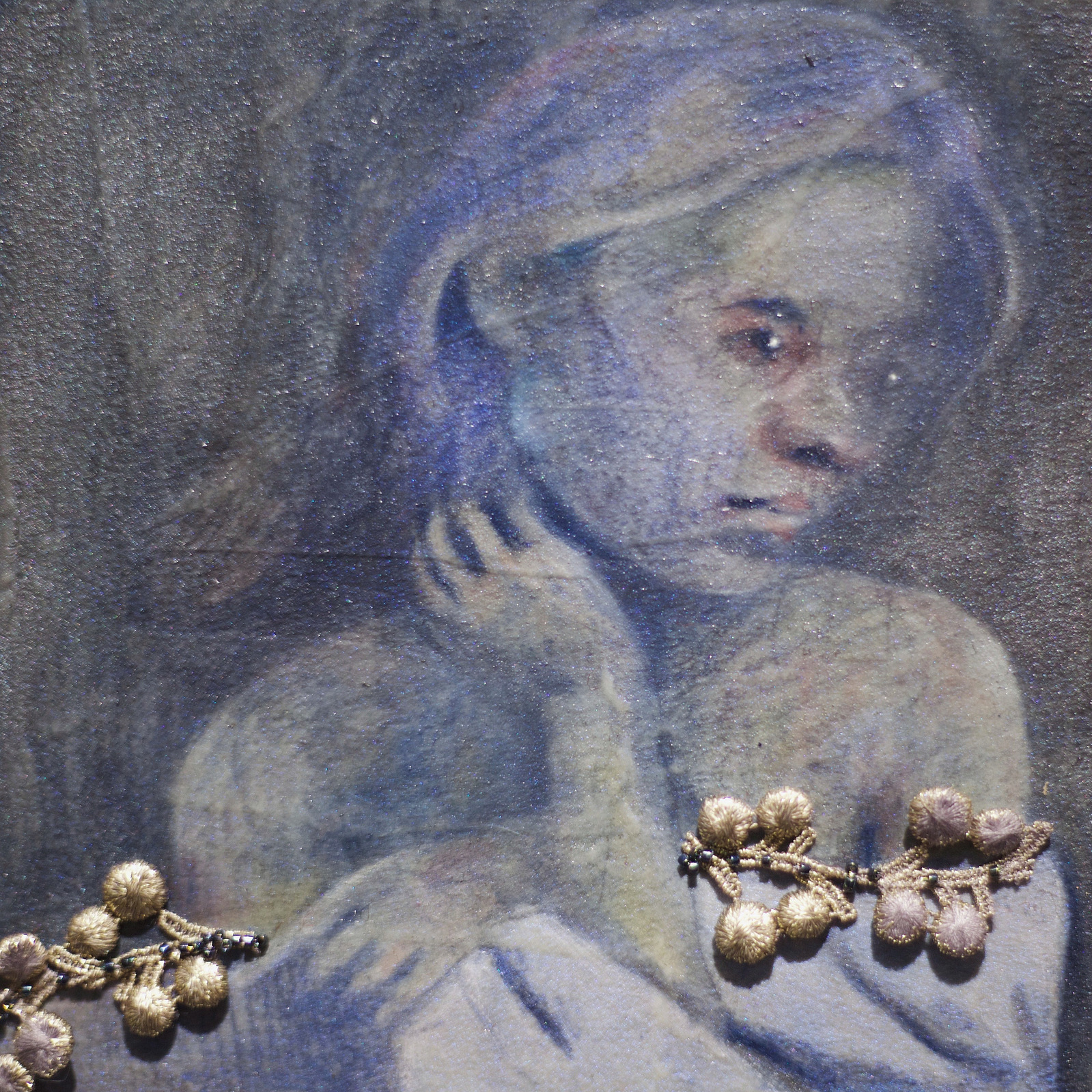 Oil on Satin.