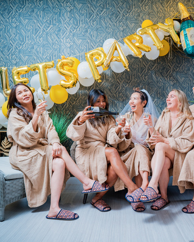 Lifestyle PR photography for Simply Urban, a beauty salon and spa in Brighton offering packages to hen parties and corporate groups.