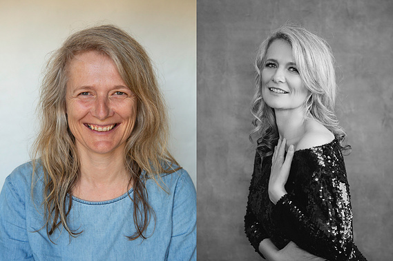 Before and after photo, before on left and after on right. The woman before seems apprehensive, but one the right she is transformed into a glamazon