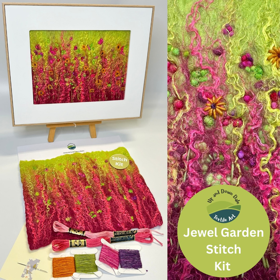 Embroidery kits by Up and Down Dale. Lynn Comley is a British felt and embroidery artist. Ships to UK, USA