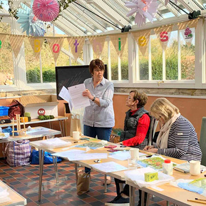 Lynn Comley aka UpandDownDale, North Yorkshire Textile artist. Learn to make a Flower Meadow Workshop at The Bothies at Scampston