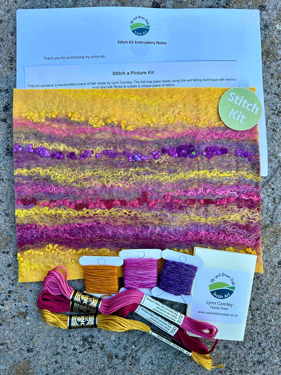 One off original stitch kits by felt artist Lynn Comley