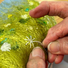 textile workshops, learn how to felt and embroider a picture with Up and Down Dale textile artist