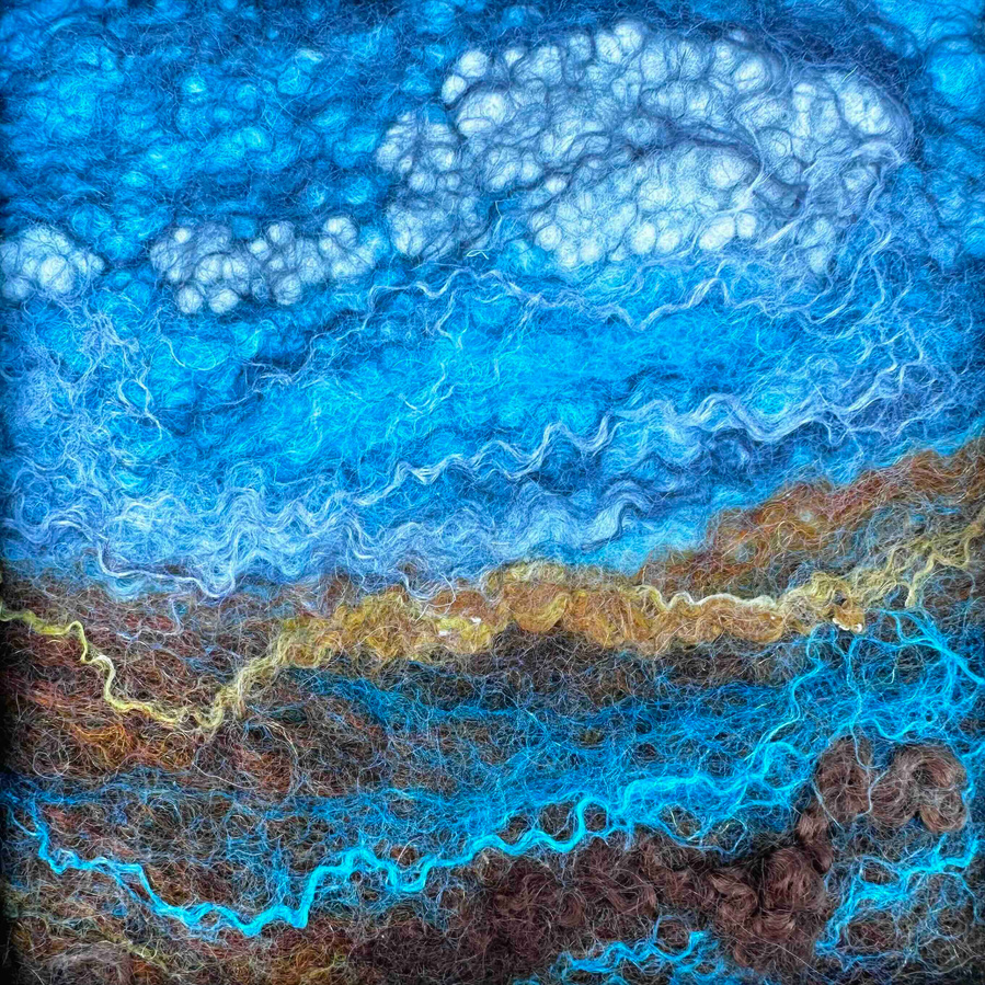 Landscape by Lynn Comley. Textural wool picture that you can touch. 