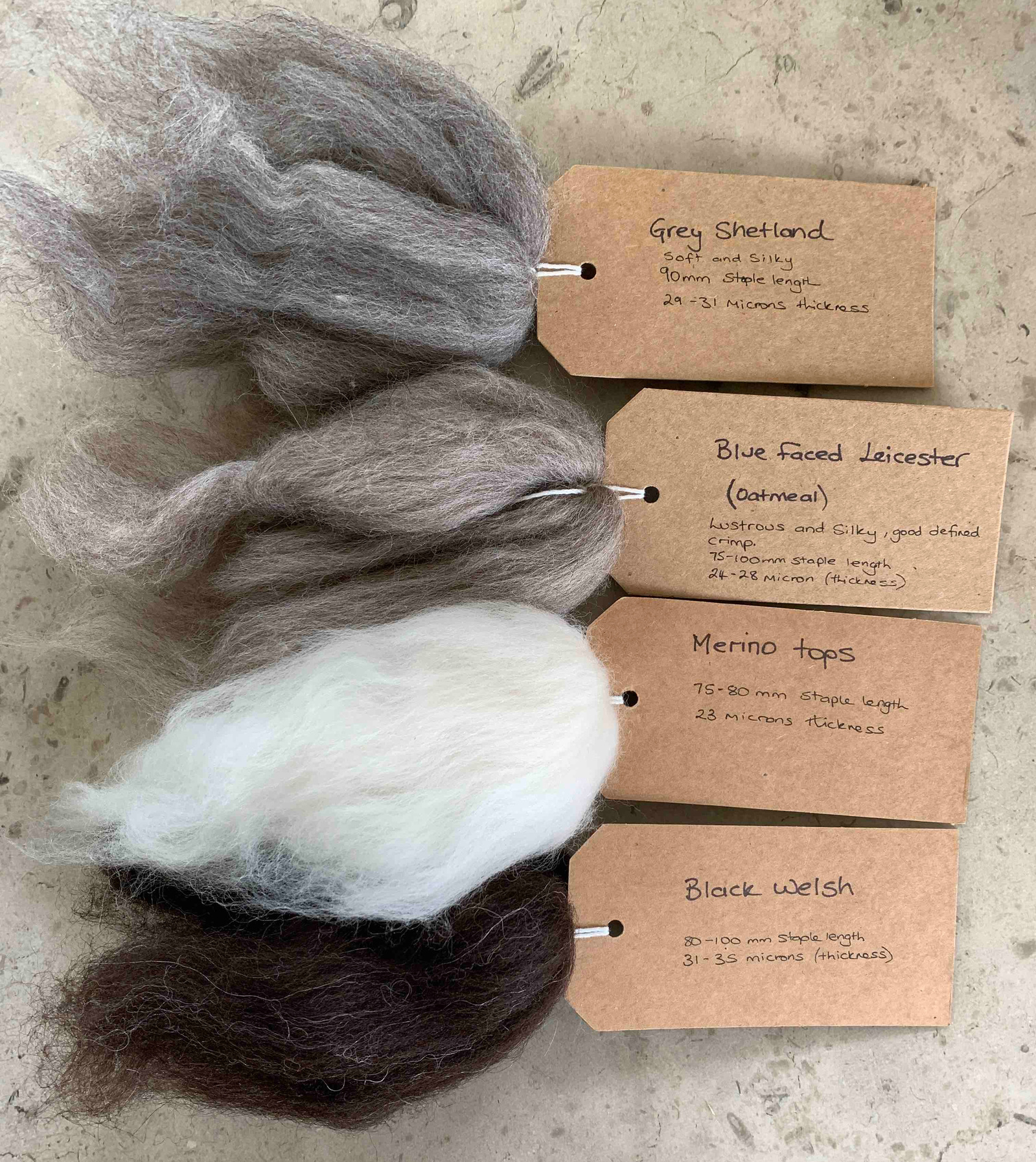 What is wet felting? Most sheep fleece can be used for wet felting. The photos shows differing textures between; Jacob, Shetland, Merino and Corriedale sheep fleece. Photo credit: Lynn Comley