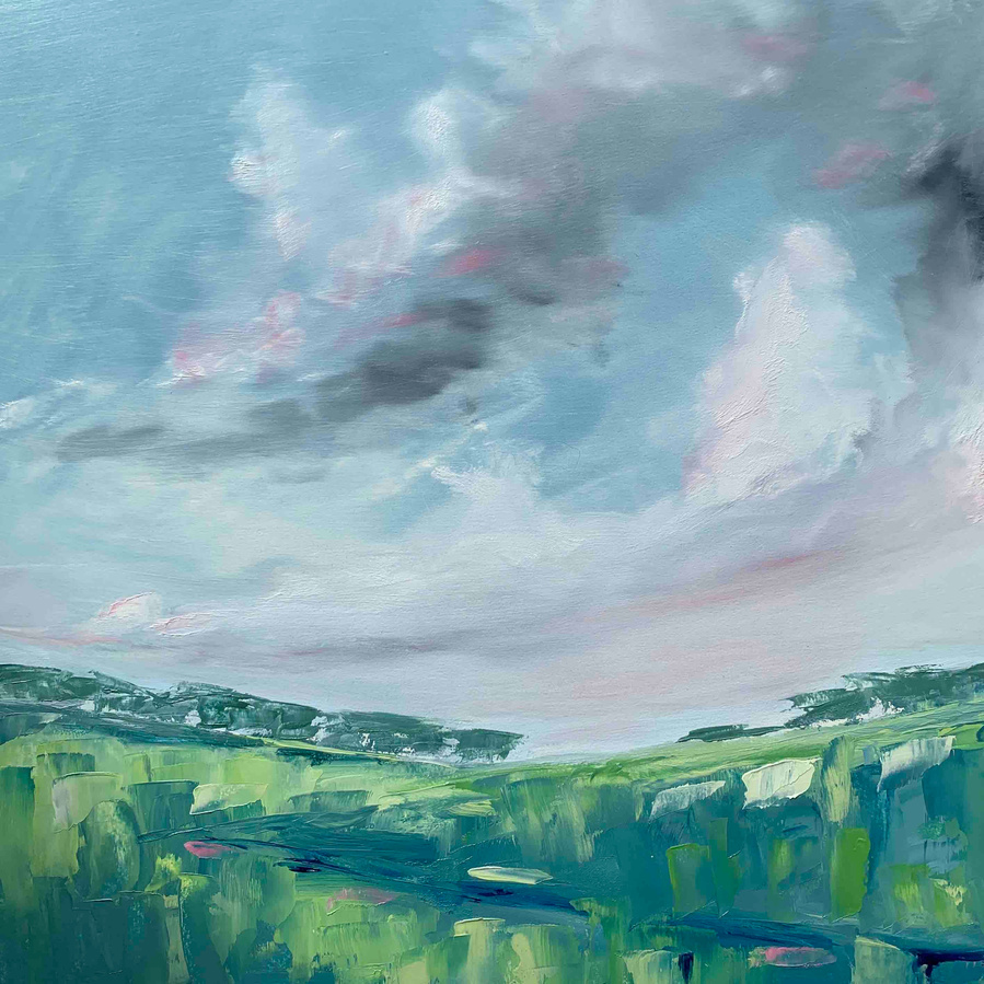 Yorkshire wolds contemporary oil painting by Lynn Comley aka UpandDownDale 