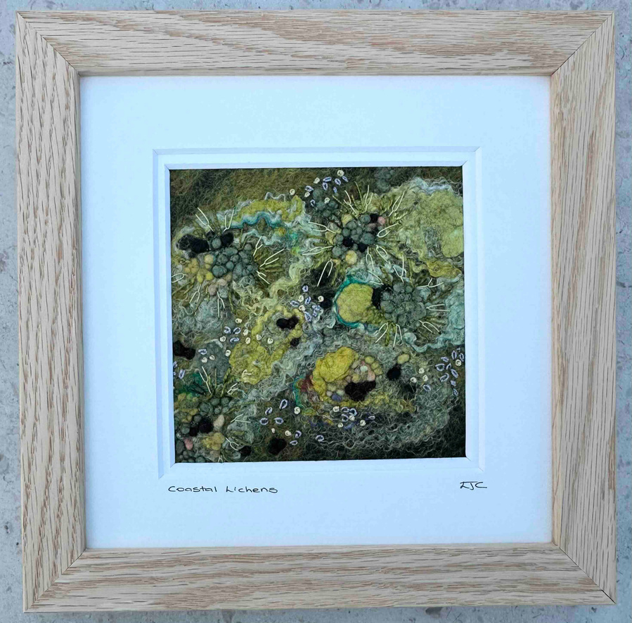 Coastal lichens are a series of three textural studies. Learn how to make felt with Lynn Comley aka Up and Down Dale 